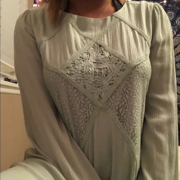 Mint Green Lace Dress - Picture 2 of 4